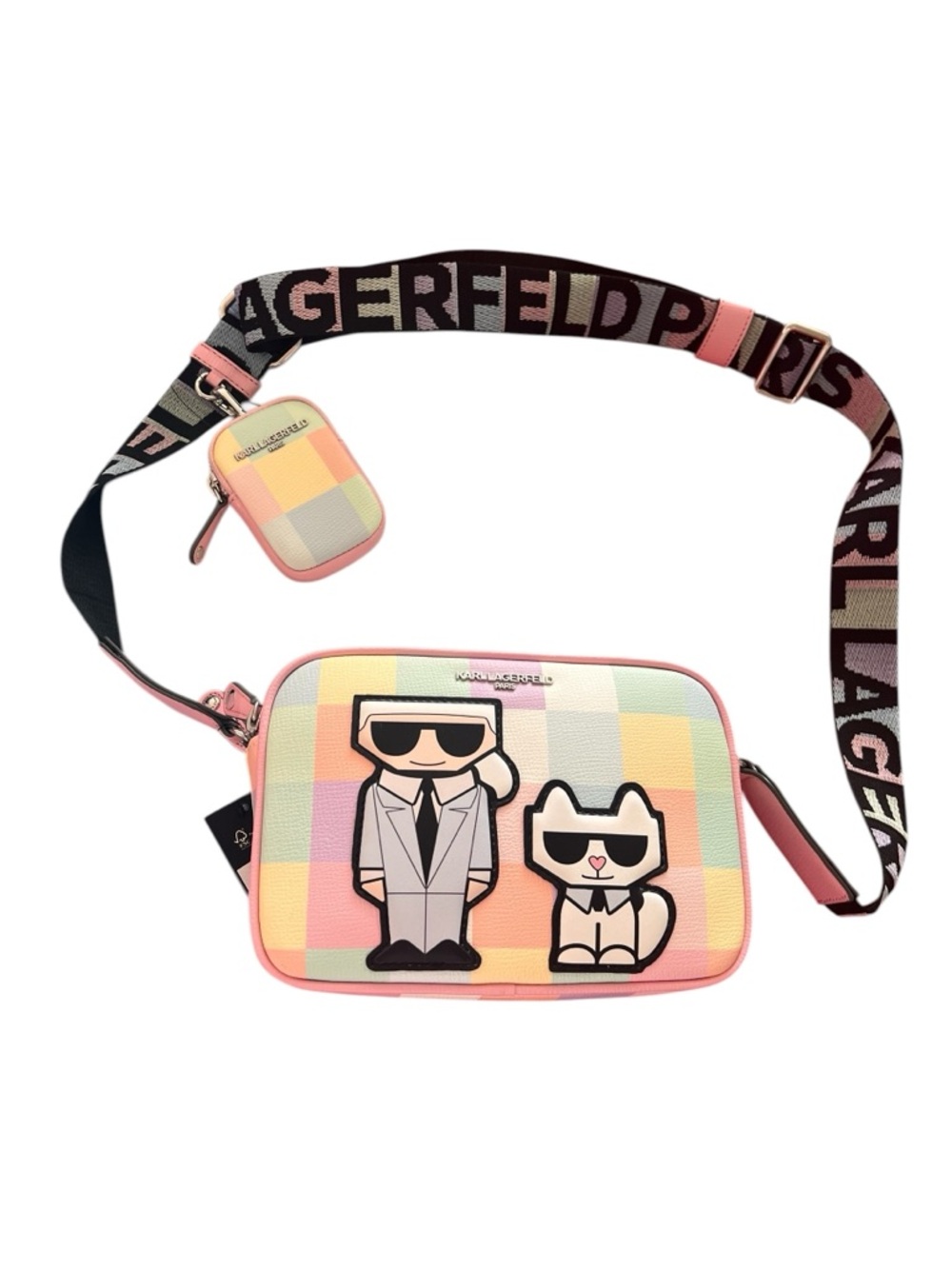 Karl Lagerfeld NWT gorgeous pastel dual top zip camera bag with small pouch